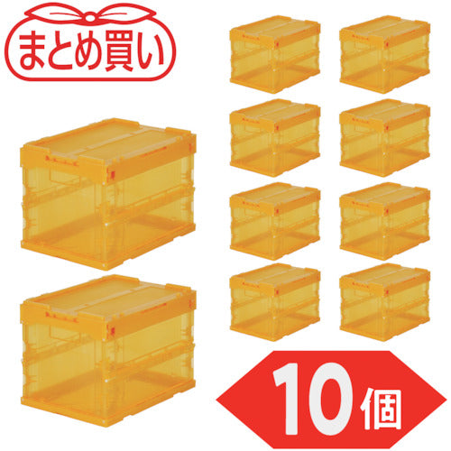 TRUSCO 【정리 사】 오리콘 α 접이식 컨테이너 스켈 콘 20 L (뚜껑 포함) 투명 오렌지 10 개 TR-SC20-OR-10P 1 S