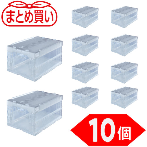 TRUSCO 【정리 사】 오리콘 α 접이식 컨테이너 30 L 슬라이드 록 뚜껑 부착 투명 10 개 TR-SC30TM-10 P 1 S