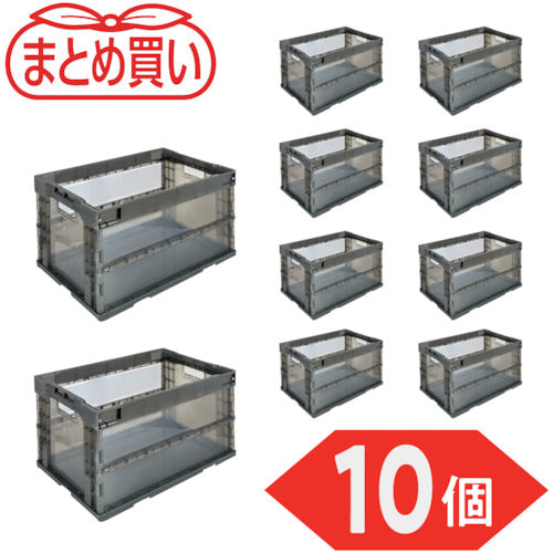 TRUSCO 【정리 구매】 오리콘 α 접이식 컨테이너 50L 투명 블랙 10 개 TR-S50TMBK-10P 1 S