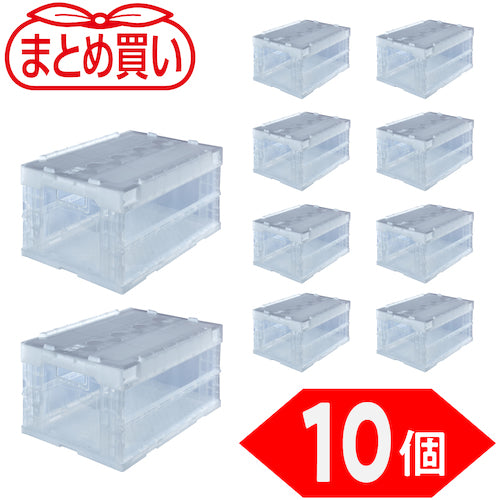 TRUSCO 【정리 사】 오리콘 α 접이식 컨테이너 40 L 슬라이드 록 뚜껑 부착 투명 10 개 TR-SC40TM-10 P 1 S