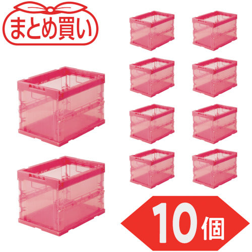 TRUSCO 【정리 구매】 오리콘 α 접이식 컨테이너 스켈레톤 20L 투명 레드 10개 TR-S20R-10P 1 S