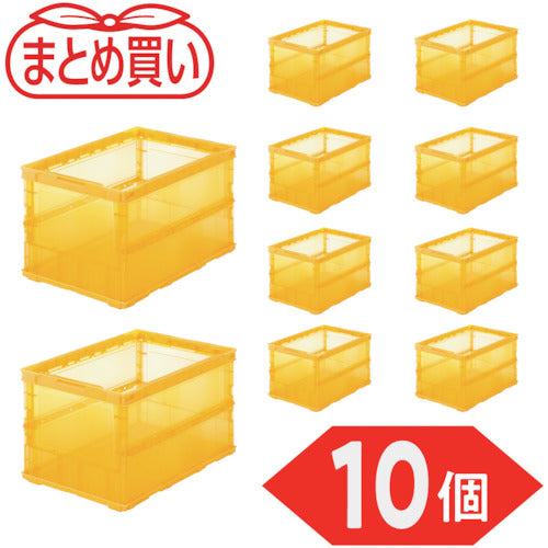 TRUSCO 【정리 구매】오리콘 얇은 접이식 컨테이너 스켈레톤 50L 투명 오렌지 10개 TSK-O50B-TMOR-10P 1 S