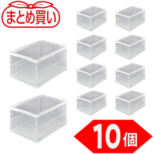 TRUSCO 【정리 사】 오리콘 얇은 접이식 컨테이너 75L 투명 10 개 TR-O75B-TM-10P 1 S