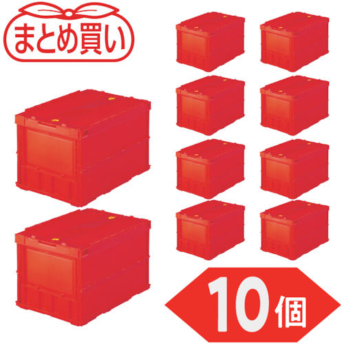TRUSCO 【정리 사】 오리콘 얇은 접이식 컨테이너 50L 록 뚜껑 포함 레드 10 개 TR-C50B-R-10P 1 S