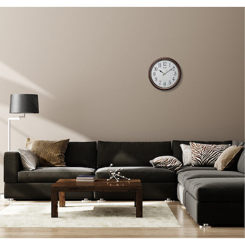 RHYTHM Radio-controlled wall clock, brown, φ340 x 45 mm, 8MY565SR06, 1 unit