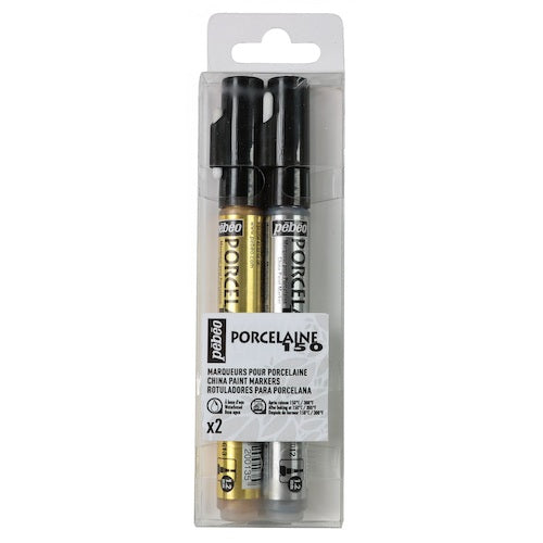 Pebeo Porcelain 150 Marker 1.2mm Gold and Silver 2-color set 020081 1 piece
