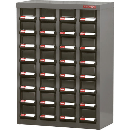 SHUTER Parts Cabinet 4 rows, 8 shelves (drawers in black) A8V-432BK 1 unit