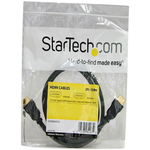 StarTech HDMI 1.4 케이블 / 91cm / 4K30Hz / 고속 / 남성 - 남성 / 이더넷 대응 / 블랙 / 모니터 케이블 HDMIMM3HS 1 개