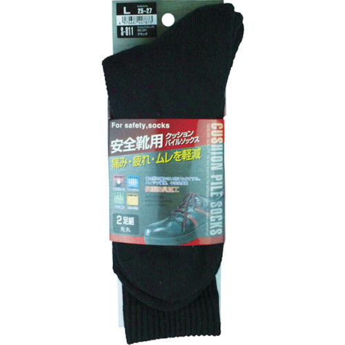 Otafuku Cushion Pile Socks Round Toe 2 Pairs Set Black L S-811-BK-L 1 PK