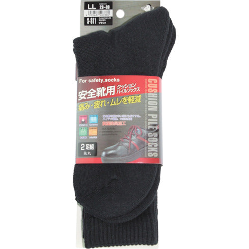 Otafuku Cushion Pile Socks Round Toe 2 Pairs Set Black LL S-811-BK-LL 1 PK