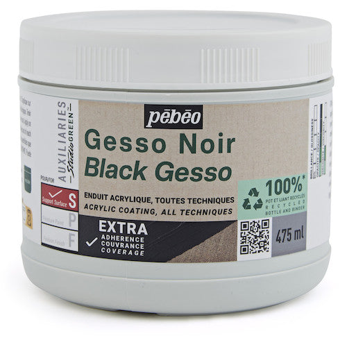Pebeo Studio Green Acrylic Black Gesso 475ml 818625 1 bottle