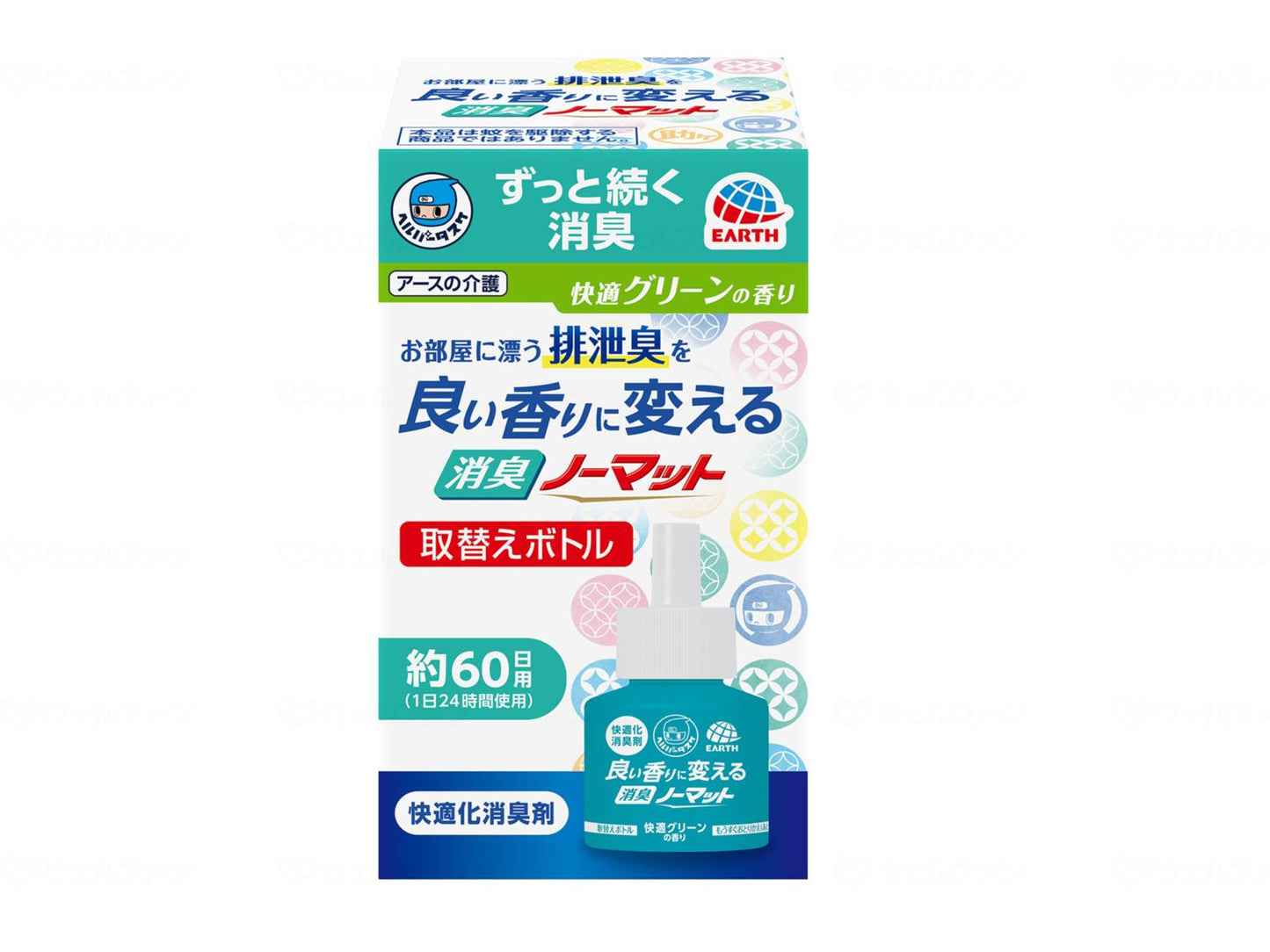 Earth Chemical's Nomat Deodorizer that Changes Your Odor to a Nice Scent, Replacement Bottle, Comfortable Green Scent