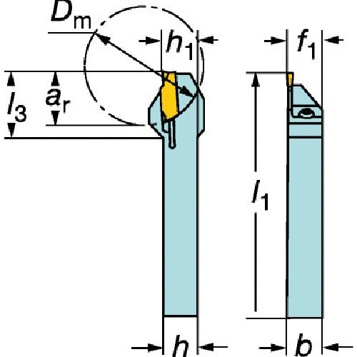 샌드빅 코로컷 1・2 소형 선반용 돌기・홈 넣어 샹크 바이트(480) LF123G17-1616B-S 1개