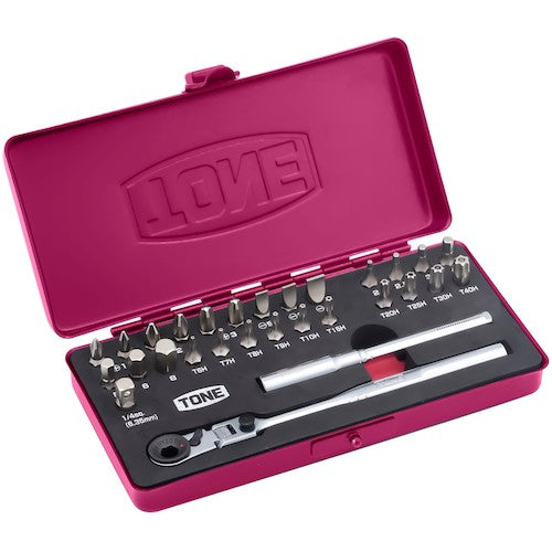TONE Bit Ratchet Set (Raspberry) BRFS27RB 1 S