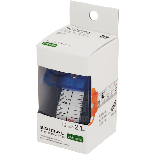 SK Spiral Tape Measure, Scale Equivalent, Blue, SMT-1920SBL, 1 pc