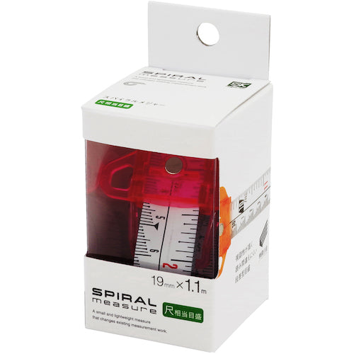 SK Spiral Tape Measure, Scale Equivalent to Shaku, Pink, SMT-1910SPI, 1 pc