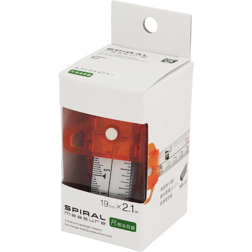 SK Spiral Tape Measure, Scale Equivalent, Orange, SMT-1920SOR, 1 pc