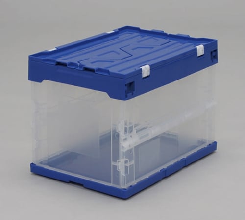 Hard Folding Container with Integrated Lid Blue/Clear HDOH-20L 1pc