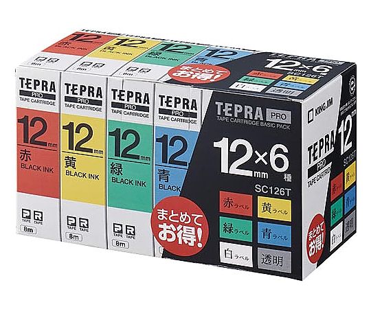 テプラPROテープ ベーシックパック12mm6個入 SC126T 1パック(6個入)