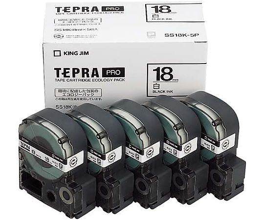 Tepra PRO Tape Eco White 18mm Black Character x 5 1 Pack (5 Pieces) SS18K-5P 1 Pack (5 Pieces)