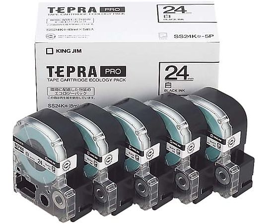 Tepra PRO Tape Eco White 24mm Black Character x 5 1 Pack (5 Pieces) SS24K-5P 1 Pack (5 Pieces)