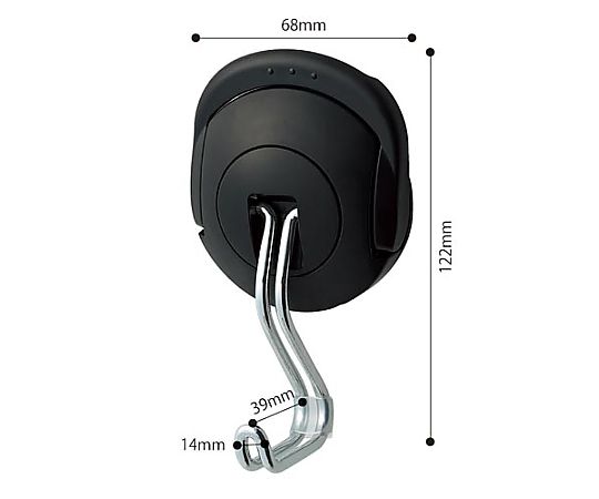 Super strong magnetic hook <Tough Pita> 10kg Black Fuku-227D 1 piece