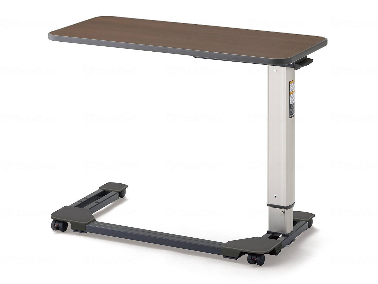 Seahonens leg U-shaped bed side table gas spring 4-wheel lock dark