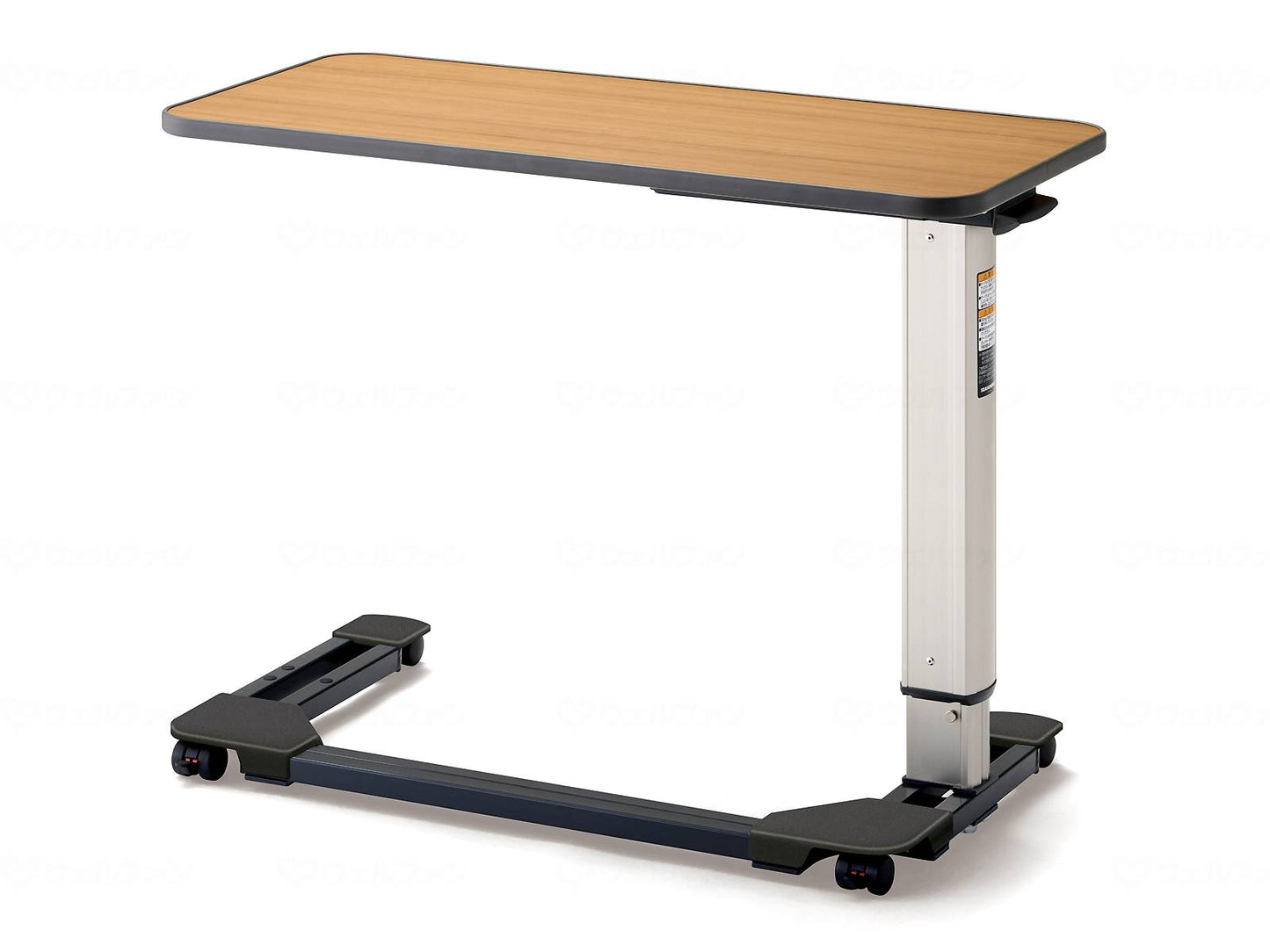 シーホネンス脚部U字ベッドサイド゙テーブル ガススプリング4輪ロック ライト