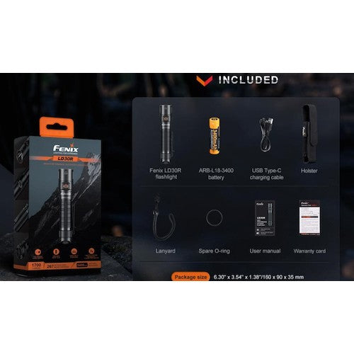 FENIX Rechargeable LED Light LD30R 1 piece