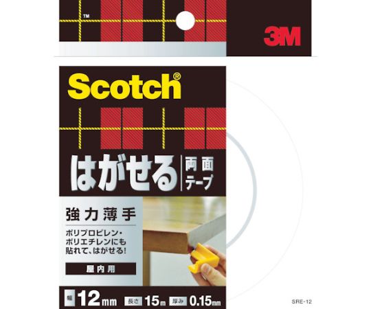 스카치 벗기는 양면 테이프 강력 얇은 12mm×15m SRE-12 1권