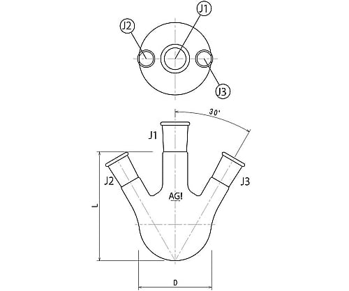 미츠구치 플라스크 50mL 24/40・15/25 3110-050-4L1L 1개
