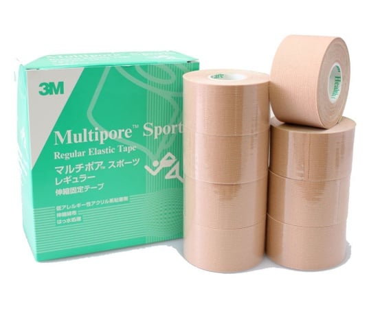 マルチポア(TM) スポーツレギュラー伸縮固定テープ 37.5mm×5m (8巻) 2743-37.5 1箱(8巻入)