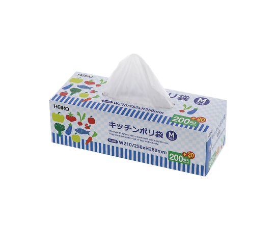 HEIKO Plastic Bags, Transparent, Kitchen Poly, Medium, 220 pieces, 006694620, 1 box (220 pieces)