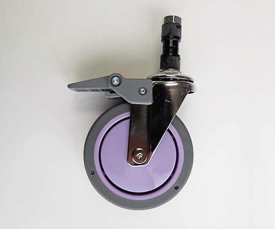 キャスター ゴム止め式 23mm用 紫 φ100mmストッパー付 100USKP22 1個