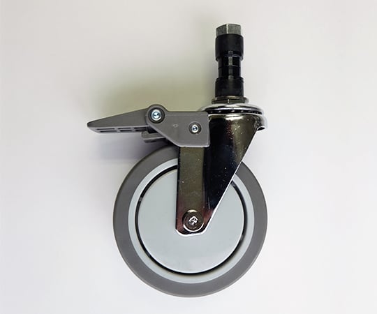 キャスター ゴム止め式 23mm用 グレー φ100mmストッパー付 100USKBR22 1個