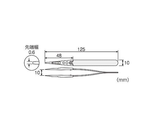 ESD 칩 핀셋 팁 폭 0.6mm P-644-S 1개