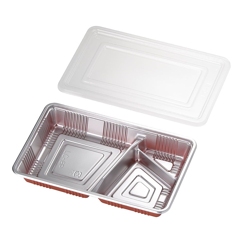 仕切付弁当容器 透明蓋付 (100セット入) LC-8P 1ケース(100セット入)