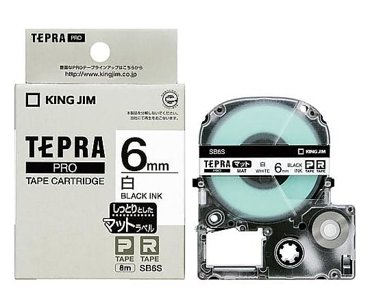Tepra PRO Tape Matte White Label 6mm Black Lettering SB6S 1pc