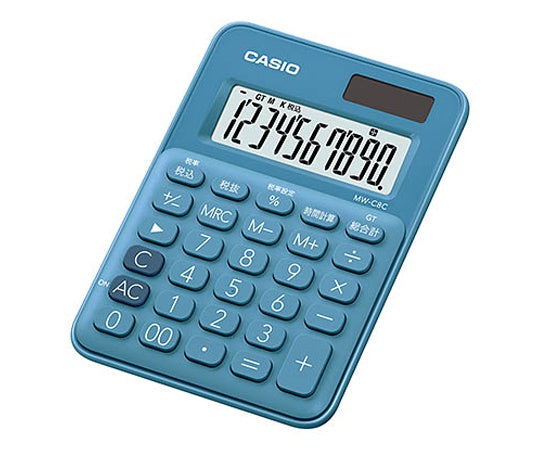 ミニジャスト型カラフル電卓(10桁) (レイクブルー) MW-C8C-BU-N 1個
