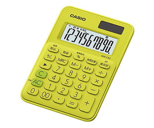 ミニジャスト型カラフル電卓(10桁) (ライムグリーン) MW-C8C-YG-N 1個