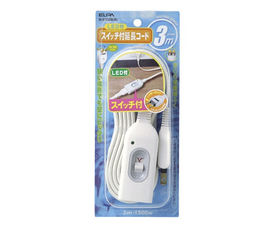 Extension cord with switch 3m W-S1030B(W) 1 piece