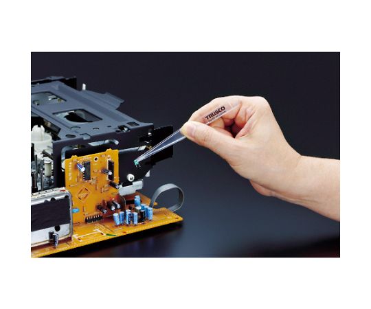 透明プラスチック製ピンセット 120mm 先丸平型 TPP-234-TM 1本