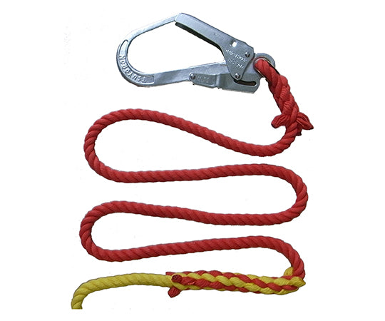 Assistance and guidance 3-color execution rope with large diameter hook on one side 12mmφ×5m 3-color connected type 3CONNECTED-5 1 piece