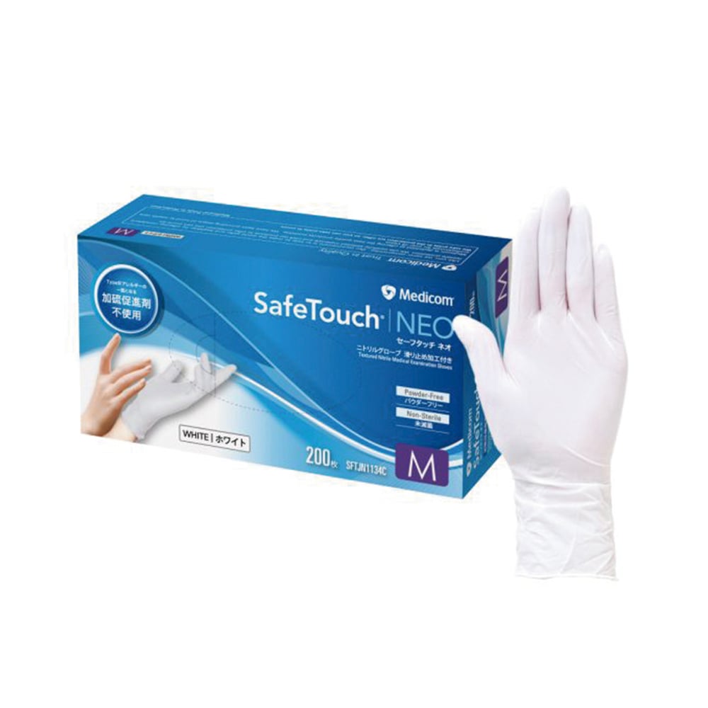 세이프 터치 네오 니트릴 글로브 백금 화이트 M사이즈 1상자(200장입) SFTJN1134C 1상자(200장입)