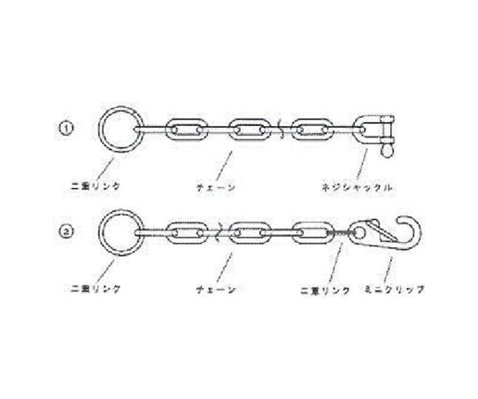 ステンレス ポケットチェーンMP型(片端ミニクリップ付) 全長300mm C:3mm B2237 1袋