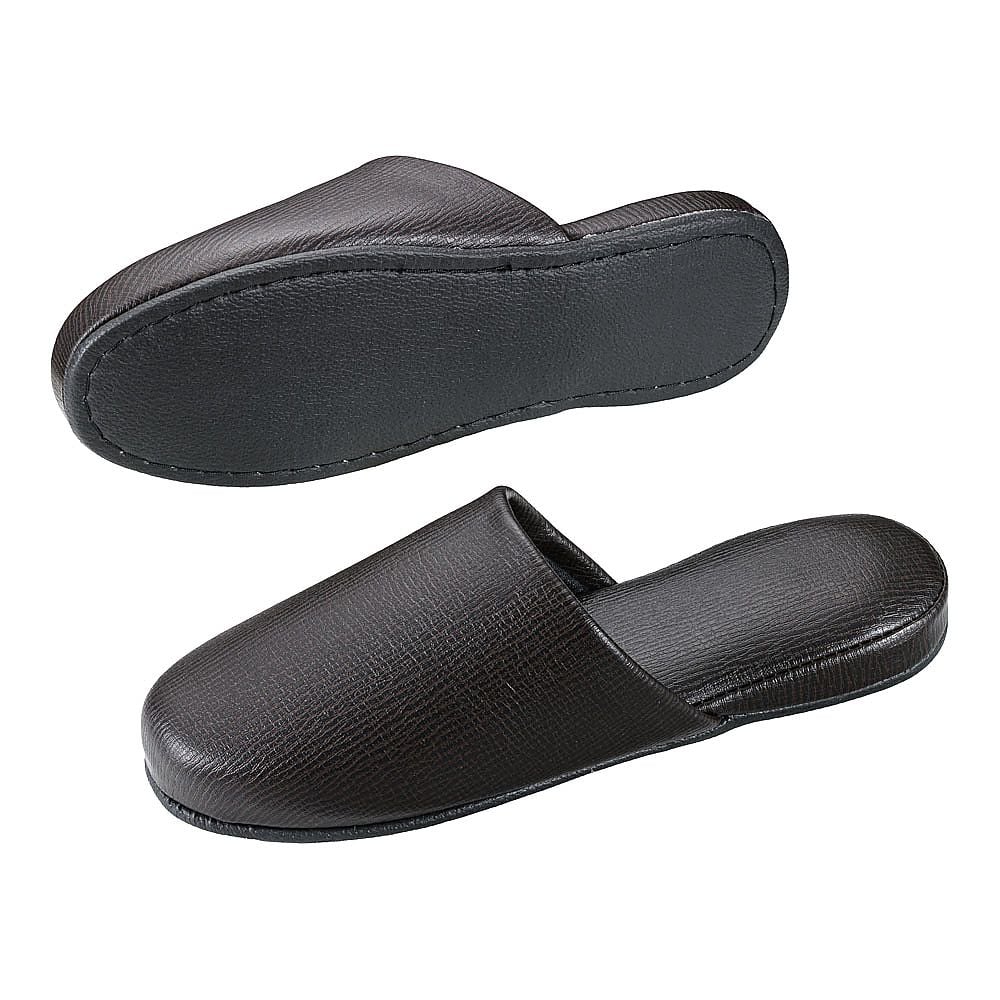 Embossed Leather Slippers Brown NRL-24 1 pair