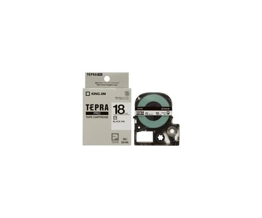 Tepra Pro Tape, White with Black, 18mm, 5 pieces, SS18K, 1 set (5 pieces)