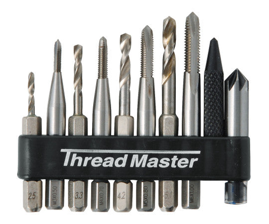 ThreadMaster Hexagonal Shank Point Tap and Pilot Hole Drill Set of 10 22259 1 Set (10 Pieces)