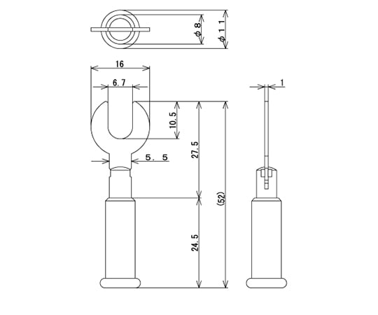 矢型プラグ Φ6.7mm内径 125V-5A 黒 TJ-1097-B 1個