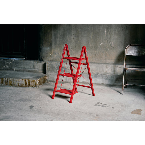 TENMA Aluminum Step Stool Slim 3 Steps Red 812004236 1 unit